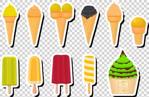 Illustration on theme big kit ice cream popsicle different types in cone wa.. Stock Illustration