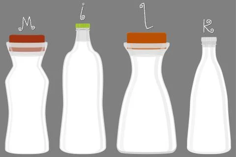 Illustration on theme big set different types chilled milk Ilustración de archivo