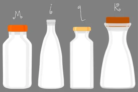 Illustration on theme big set different types chilled milk Ilustración de archivo