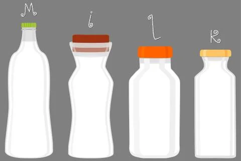 Illustration on theme big set different types chilled milk Ilustración de archivo