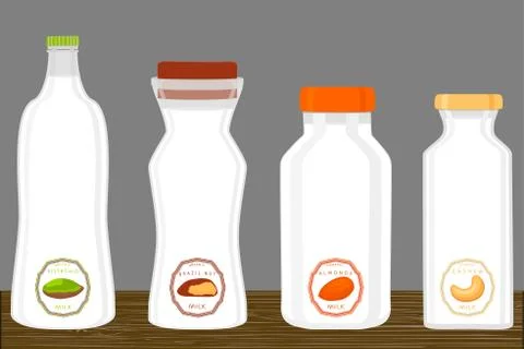 Illustration on theme big set different types chilled milk Ilustración de archivo