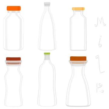 Illustration on theme big set different types chilled milk Ilustración de archivo