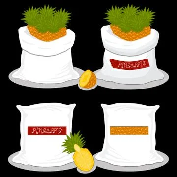 Illustration on theme big set different types pineapple Stock Illustration