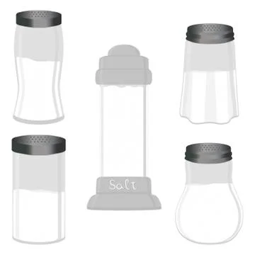 Illustration on theme big set different types glassware filled salt Illustrazione stock
