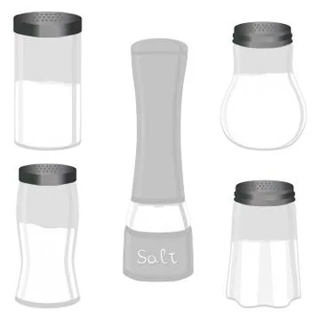 Illustration on theme big set different types glassware filled salt Illustrazione stock