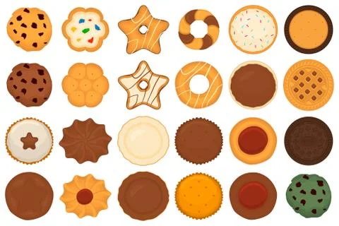 Illustration on theme big set different biscuit, kit colorful pastry cookie Stock Illustration