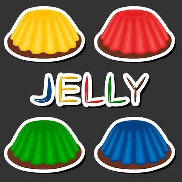Illustration on theme big set different types dessert jelly, shiny pudding .. Stock Illustration