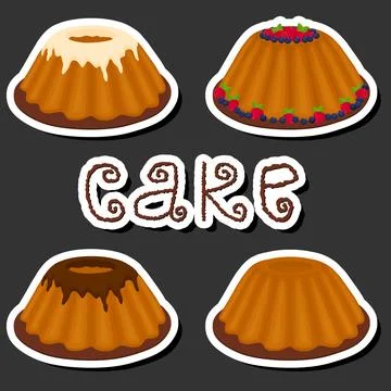 Illustration on theme big set different types dessert sweet berry cake Stock Illustration