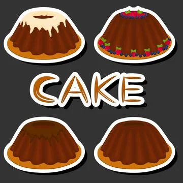 Illustration on theme big set different types dessert sweet berry cake 스톡 일러스트