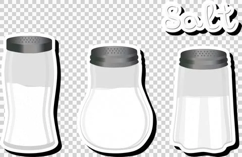 Illustration on theme big set different types ware filled salt for organic .. Stock Illustration