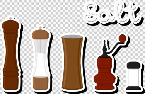 Illustration on theme big set different types ware filled salt for organic .. 스톡 일러스트
