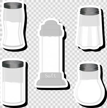 Illustration on theme big set different types ware filled salt for organic .. Stock Illustration