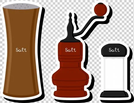 Illustration on theme big set different types ware filled salt for organic .. Stock Illustration