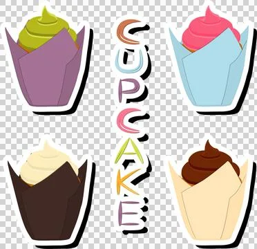 Illustration on theme big set different types dessert sweet berry cupcake Stock Illustration