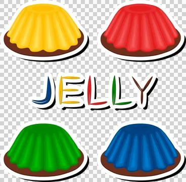 Illustration on theme big set different types dessert jelly, shiny pudding .. Stock Illustration