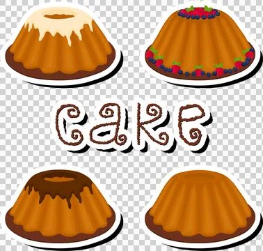 Illustration on theme big set different types dessert sweet berry cake Stock Illustration