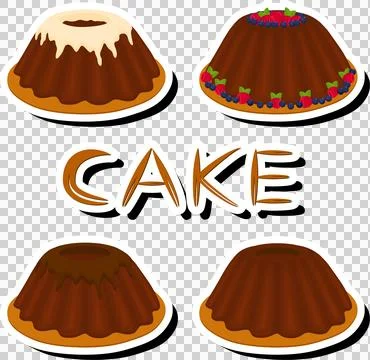 Illustration on theme big set different types dessert sweet berry cake Stockillustratie