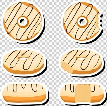 Illustration on theme big set different types sticky donuts, sweet doughnut.. Stock Illustration