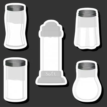 Illustration on theme big set different types ware filled salt for organic .. Stock Illustration