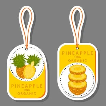 Illustration on theme big set different types yellow tropical pineapple Stock Illustration