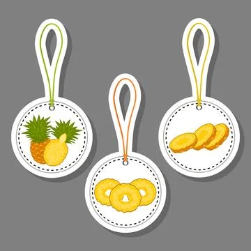 Illustration on theme big set different types yellow tropical pineapple Stock Illustration
