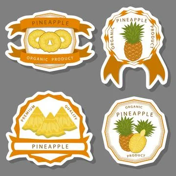 Illustration on theme big set different types yellow tropical pineapple Stock-Illustration