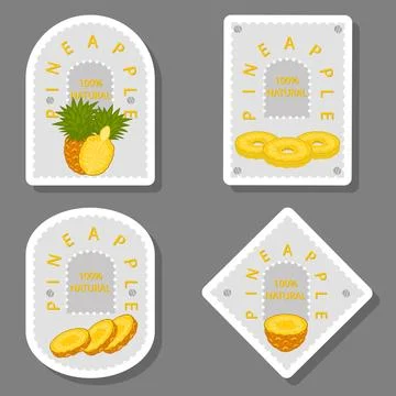 Illustration on theme big set different types yellow tropical pineapple イラスト素材