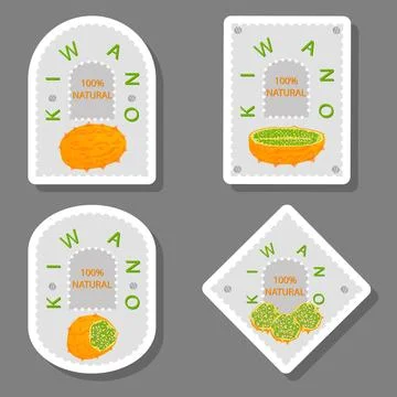 Illustration on theme big set different types african kiwano Stock Illustration
