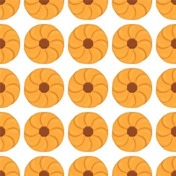 Illustration on theme big set identical biscuit, kit colorful pastry cookie Illustrazione stock