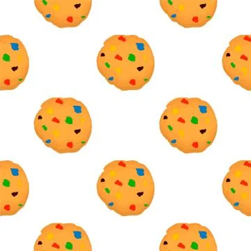 Illustration on theme big set identical biscuit, kit colorful pastry cookie Illustrazione stock