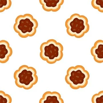 Illustration on theme big set identical biscuit, kit colorful pastry cookie Illustrazione stock