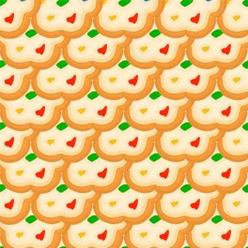 Illustration on theme big set identical biscuit, kit colorful pastry cookie Illustrazione stock