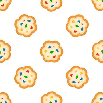 Illustration on theme big set identical biscuit, kit colorful pastry cookie Illustrazione stock