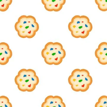 Illustration on theme big set identical biscuit, kit colorful pastry cookie Illustrazione stock