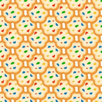 Illustration on theme big set identical biscuit, kit colorful pastry cookie 스톡 일러스트
