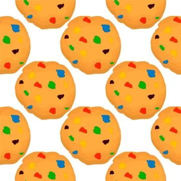 Illustration on theme big set identical biscuit, kit colorful pastry cookie Stock Illustration
