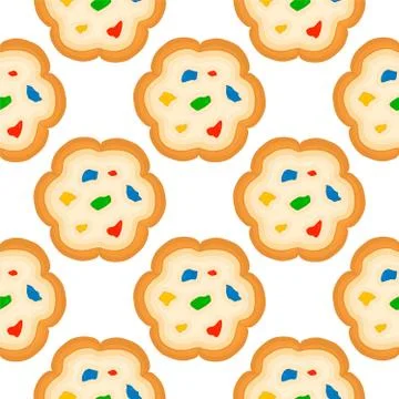Illustration on theme big set identical biscuit, kit colorful pastry cookie Illustrazione stock