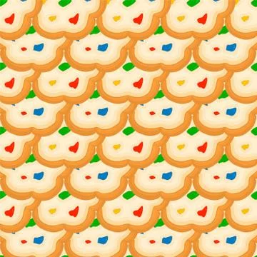 Illustration on theme big set identical biscuit, kit colorful pastry cookie Illustrazione stock