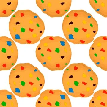 Illustration on theme big set identical biscuit, kit colorful pastry cookie Stock Illustration