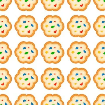 Illustration on theme big set identical biscuit, kit colorful pastry cookie Illustrazione stock
