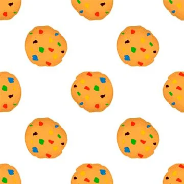 Illustration on theme big set identical biscuit, kit colorful pastry cookie Stock Illustration