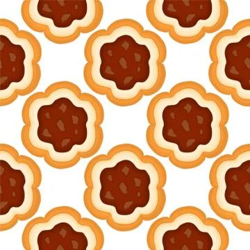 Illustration on theme big set identical biscuit, kit colorful pastry cookie Illustrazione stock
