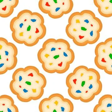 Illustration on theme big set identical biscuit, kit colorful pastry cookie Illustrazione stock