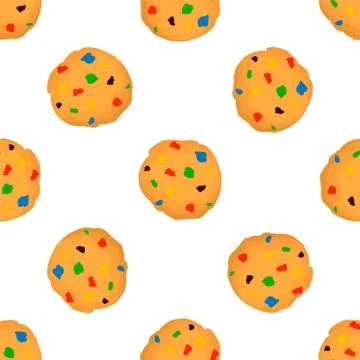Illustration on theme big set identical biscuit, kit colorful pastry cookie Stock Illustration