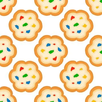 Illustration on theme big set identical biscuit, kit colorful pastry cookie 스톡 일러스트