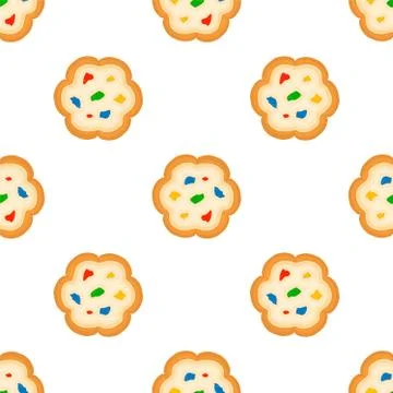 Illustration on theme big set identical biscuit, kit colorful pastry cookie Stock Illustration
