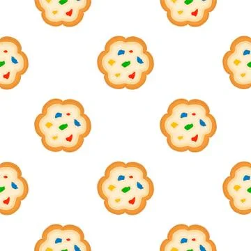 Illustration on theme big set identical biscuit, kit colorful pastry cookie 库存插图