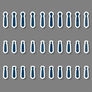 Illustration on theme big set ties different types, neckties various size Stock Illustration