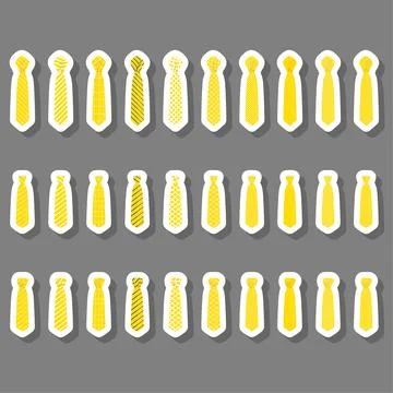 Illustration on theme big set ties different types, neckties various size Stock Illustration