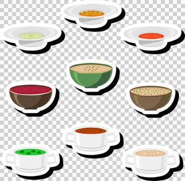 Illustration on theme big set various types beautiful tasty edible hot home.. Stockillustratie